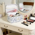 thumbnail image 6 of Quilted Makeup Bag, 3PCS Cotton Large Travel Makeup Bag, Cute Floral Coquette Make up Bag Cosmetic Bag Toiletry Bag for Women Girls, 6 of 9