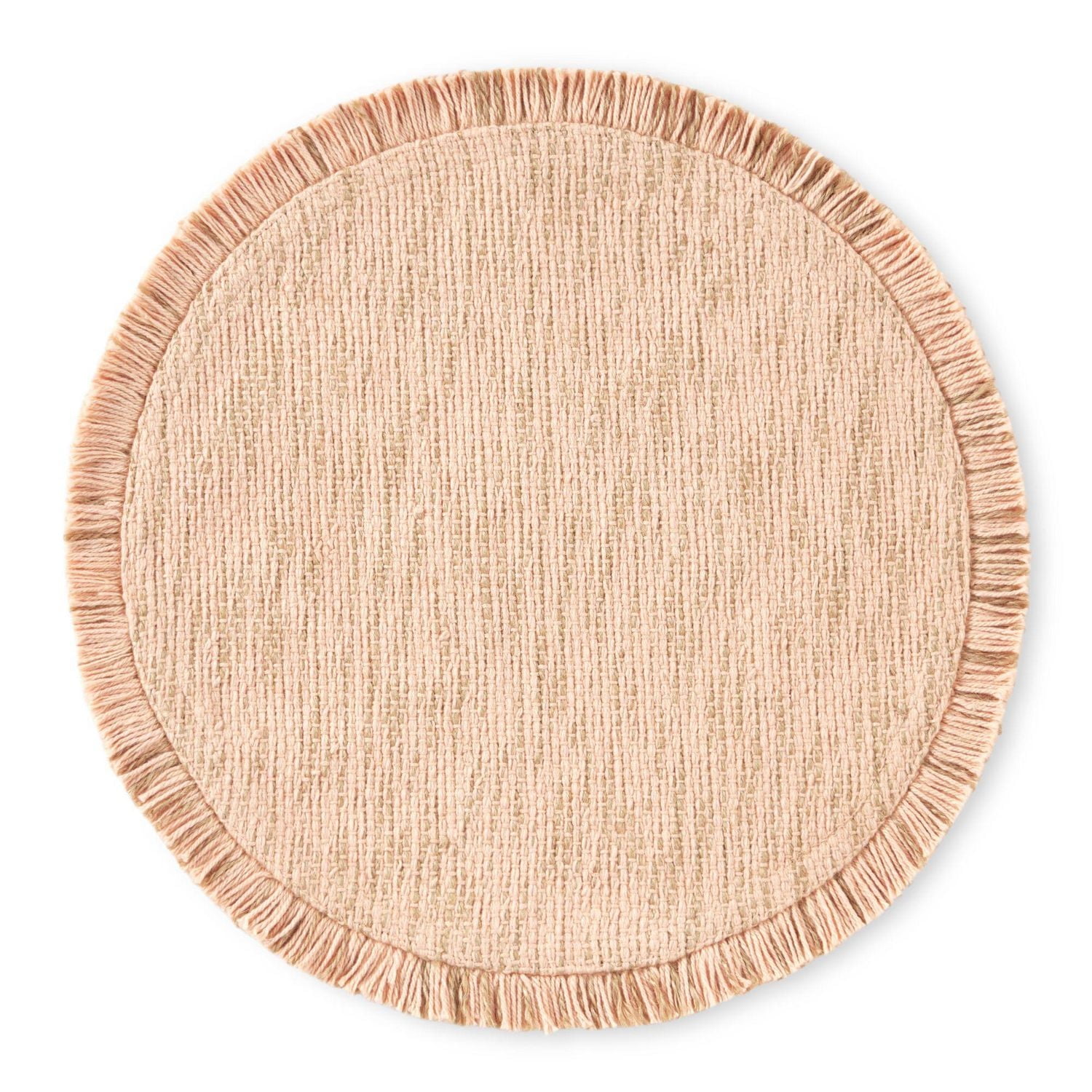 Way to Celebrate Easter Set de table à franges en coton et jute Stria, Bellini, rond de 38,1 cm, 1 pièce