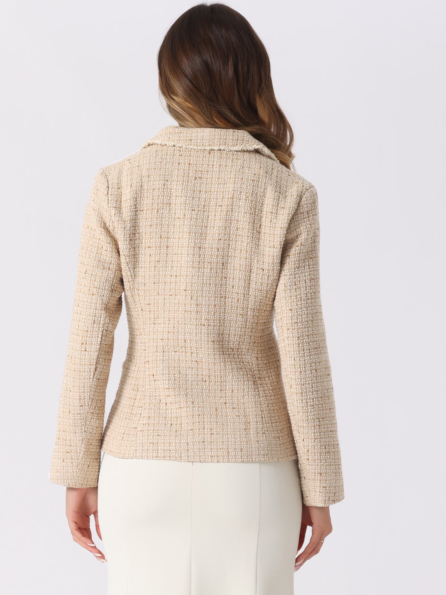 DARING DIVA Women's Notch Lapel Long Sleeve Elegant Business Casual Jacket XS Apricot