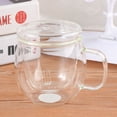 thumbnail image 3 of MasteelfCA Tea Cup Glass Simple Smooth Drinking Water Kettle Tea Filter Cup Bottle With Cover for Office (Transparent), 3 of 7