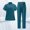 Dark Blue, variant on Sets For Women High Neck Quick Dry Scrub Set Short Sleeve Top With Pockets Straight Leg Pants Uniform Cyan XL