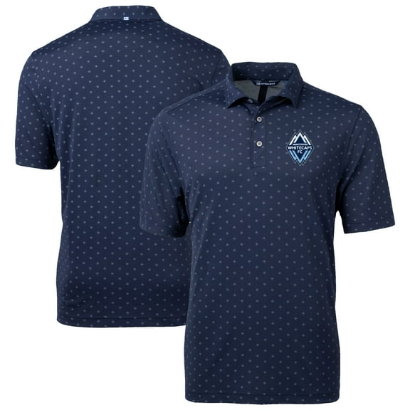 Men's-Cutter & Buck  Navy Vancouver Whitecaps FC Big & Tall Virtue Eco Pique Tile Print Recycled Polo
