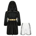 thumbnail image 2 of Miaeowve Kids Boys Boxing Outfit Metallic Satin Robe Long Sleeve Hooded Grown Cloak with Belt and B2 16, 2 of 5