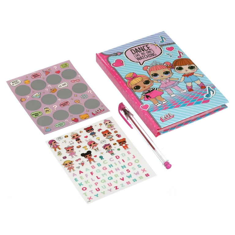 L.O.L. Surprise Child Light Up Diary with 2 Sticker Sheets Ball Point Pen 7 x 9