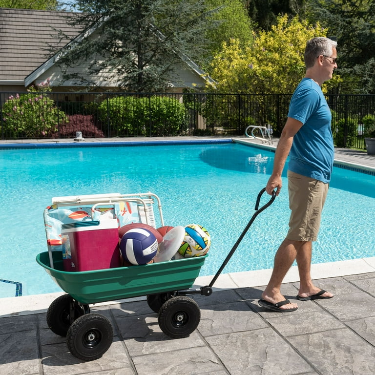 Garden Star 70275 4 Cubic Foot Green Poly Tray Garden Wagon with