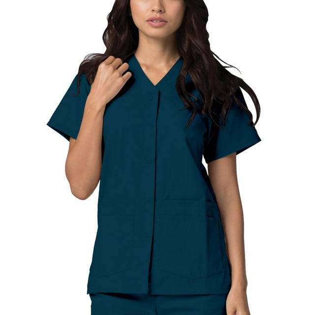 Adar Universal Scrubs For Women - Snap Front Scrub Top