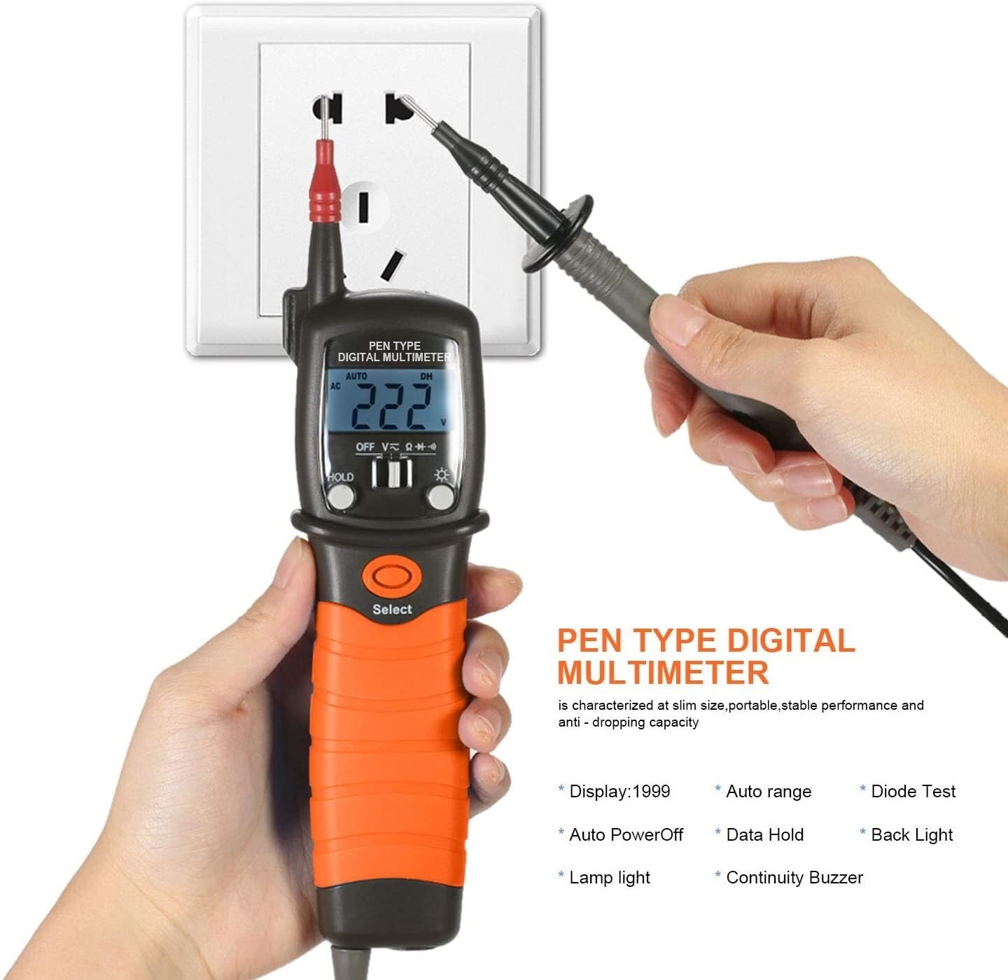Digital Multimeter, Voltage Tester, 2000 Counts for Measuring Voltmeter, Resistance Diode Tester