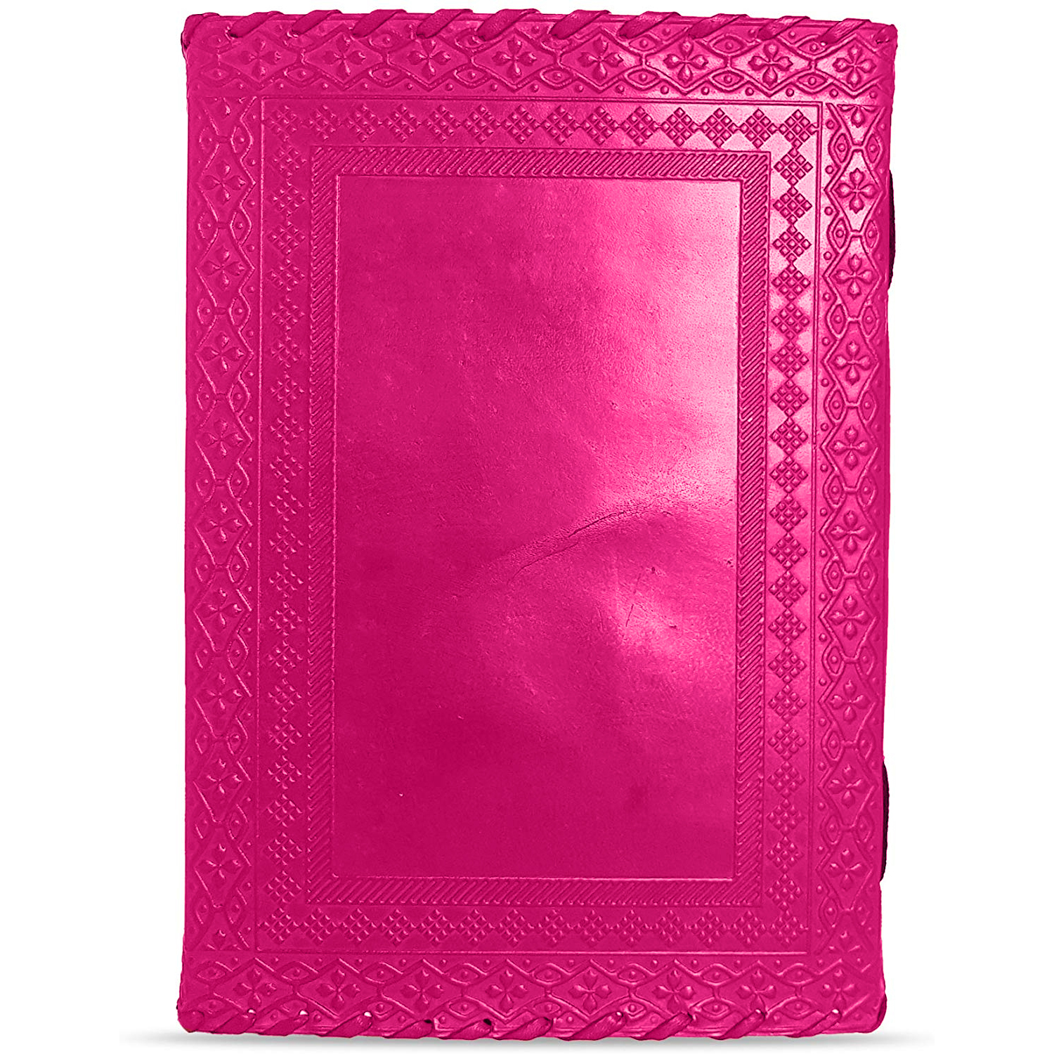 Jaald 10" Leather Journal Blank Notebook Handmade Travel Diary with Lock Writing Bullet Journal Christmas Gift Pink Sketchbook for Artists