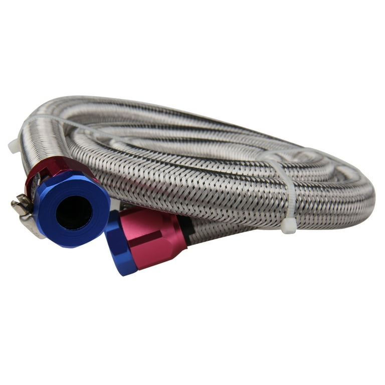 MOTMAX Universal Stainless Steel Braid Fuel System Line, 3' X 3/8 Clamp-in  Sleeving Kit Solid Fuel Hose, Cuttable, No Leaking (HSK1008-1526) 