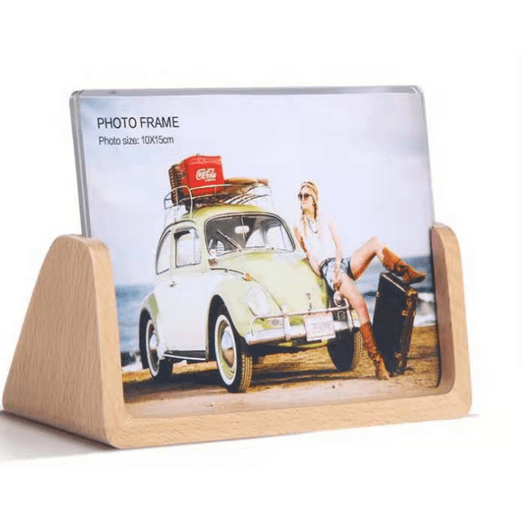 Mixoo Picture Frame - Rustic Wooden Photo Frames with Walnut Wood Base and High Definition Break Free Acrylic Glass Covers for Tabletop or Desktop Display (4x6 inch, Horizontal + Vertical)