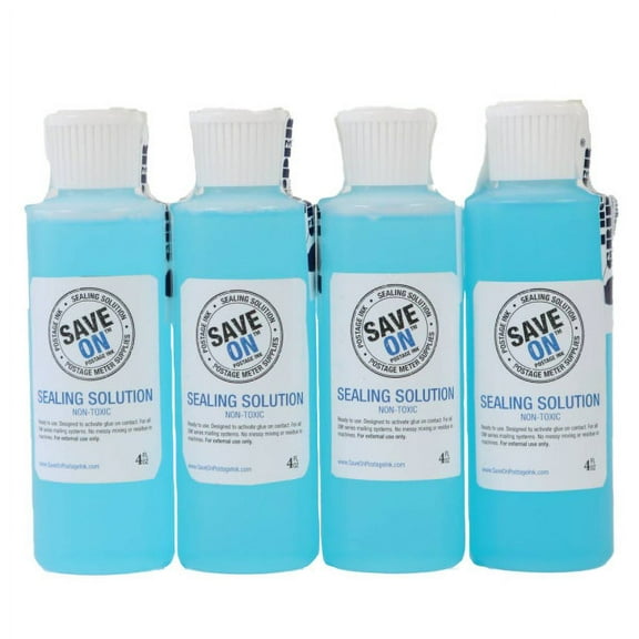 Save On Postage Ink E-Z Seal Sealing Solution - Sealing Solution for DM Series Mailing System - PB E-Z Seal- Postage Meter Sealing Solution (4 Pack - 4oz)