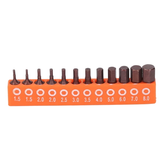 Yajisi 12‑Piece Hex Bit Set, 1/4" S2 Alloy Steel, Metric 1.5‑25 mm, Durable Drill & Screwdriver Bits with Storage Holder