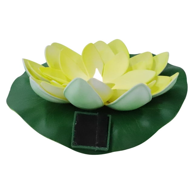 Floating Flower Solar Lights 1Pack 17x17cm Yellow Plastic Smooth Surface Polished Finish