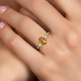 thumbnail image 4 of Gem Stone King 10K Yellow Gold Orange Red Madeira Citrine and Lab Grown Diamond 3-Stone Ring for Women | 1.32 Cttw | Oval 8X6MM | Gemstone November Birthstone | Size 8, 4 of 6