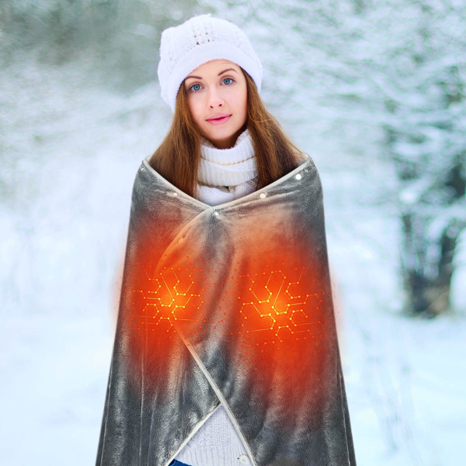 USB Heating Blanket Low Voltage Portable Outdoor Camping Shawl Heated Throw with Adjustable Temperature Multi-Gear Control for Travel and Home Use