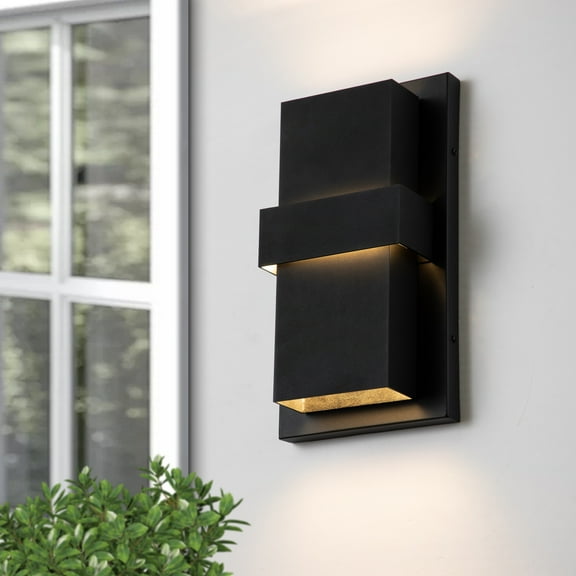 C Cattleya  2-Light Matte Black Aluminum LED Outdoor Wall Light