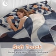 thumbnail image 4 of 3 Piece Navy Blue Burnt Orange Duvet Cover Set California King,Microfiber Comforter/Quilt Cover with Corner Ties and 2 Pillowcases,Geometric Retro Abstract All Season Soft Bedding with Zipper Closure, 4 of 8