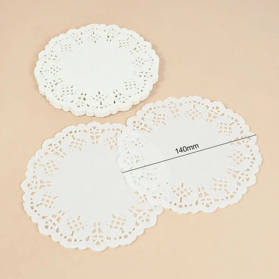 100Pcs Round Paper Lace Doilies Cake Placemat Party Wedding Baking Decoration Creative Craft Napkins Placemat Table Decoration