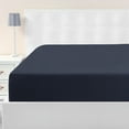 thumbnail image 2 of PiccoCasa Soft 190GSM Brushed Polyester 16" Deep Pocket Fitted Sheets Navy Blue Queen, 2 of 7