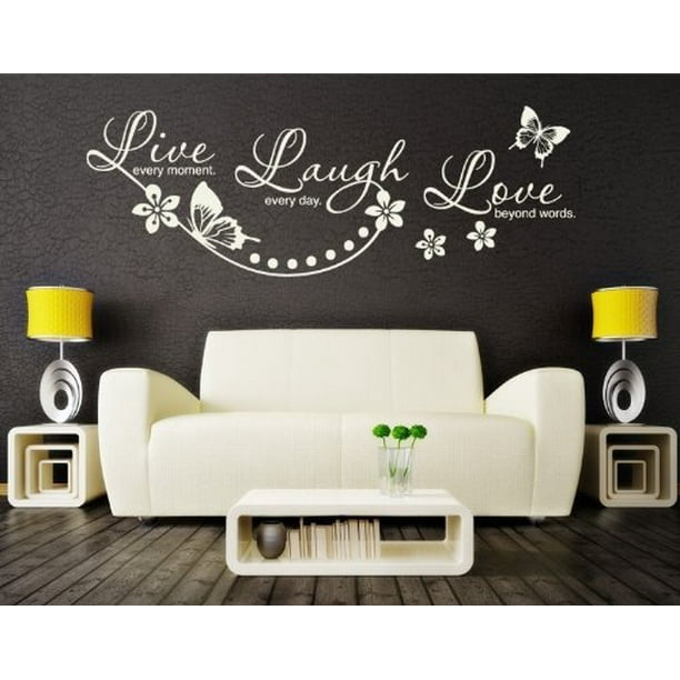 Live Every Moment Laugh Every Day Love Beyond Words Wall Decal Wall Decal Sticker Mural Home Decor Floral Quotes Sayings 2725 Royal Blue 39in X 14in Walmart Com Walmart Com