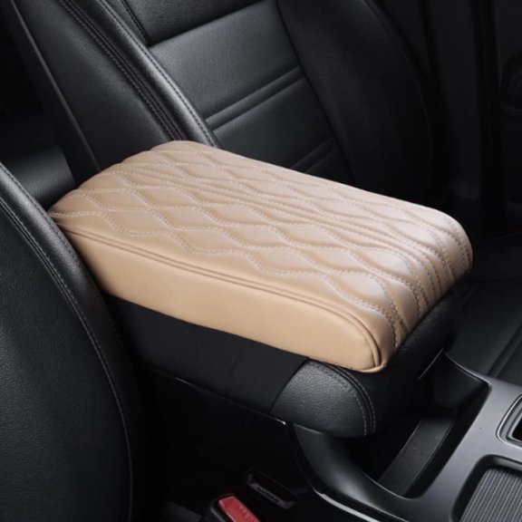 Multifunctional PU Leather Car Armrest Box Mat Memory Foam Console Cover, Waterproof Universal Armrest Cushion for SUV Truck Vehicle