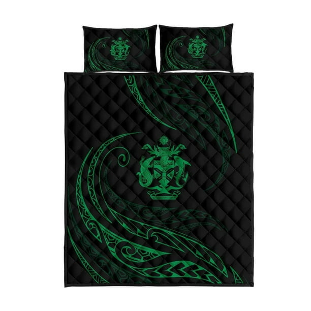 Juego de cama acolchado Islas Salomón - Verde - Estilo Frida
