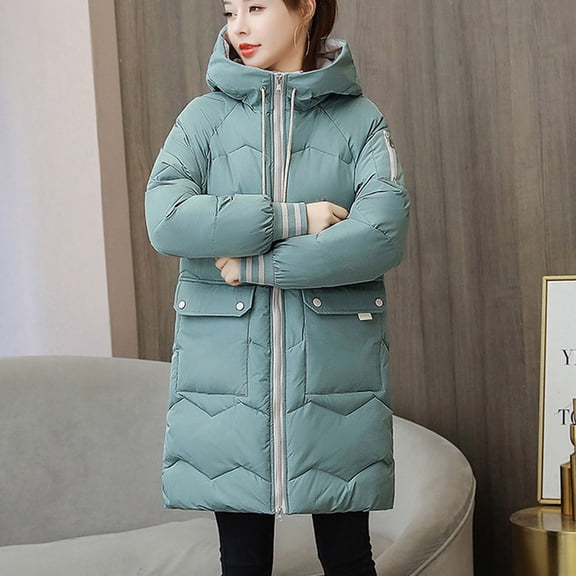 EOYWHK Winter Jackets for Women Womens Winter Jacket Warm Overcoat Hooded Zipper Thicker Coat Pocket Outwear Fall