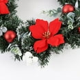 thumbnail image 4 of 12" Christmas Wreath with LED Lights - Artificial Pine Candy Flower Garland - Xmas Front Door Hanging Garland Holiday Home Decorations, Red, 4 of 7