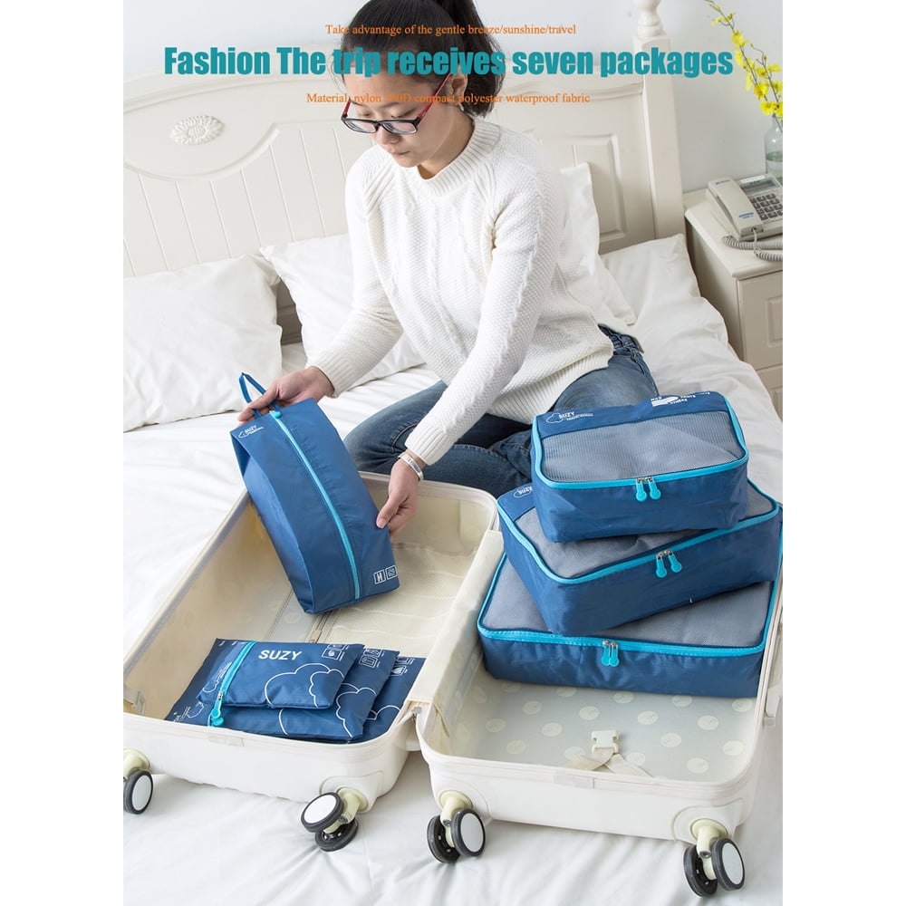 7pcs Travel Organizer Storage Bags Set Suitcase Clothes Shoes Classified Bags Portable Luggage Organizer Travel Clothes Tidy Pouch Kit Suitcase Packing Set Walmart