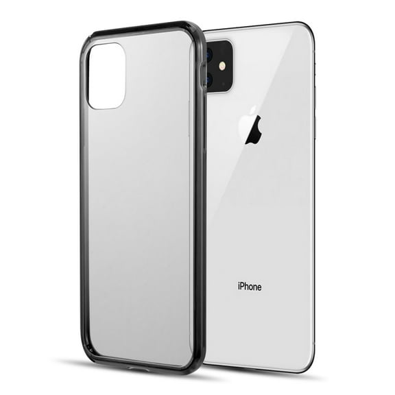Apple iPhone 12 Mini /5.4" Phone Case with Clear Transparent / Black Corner TPU Cushion Bumper Frame Protective Hybrid Rigid Acrylic Protection Rubber Silicone Gummy Slim Hard Cover for iPhone 12 Mini