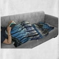 thumbnail image 6 of Modern Soft Flannel Fleece Throw Blanket, Office Cityscape Buildings with Glassy Interior Room Image Photograph, Cozy Plush for Indoor and Outdoor Use, 60" x 80", Blue Black and White, by Ambesonne, 6 of 6
