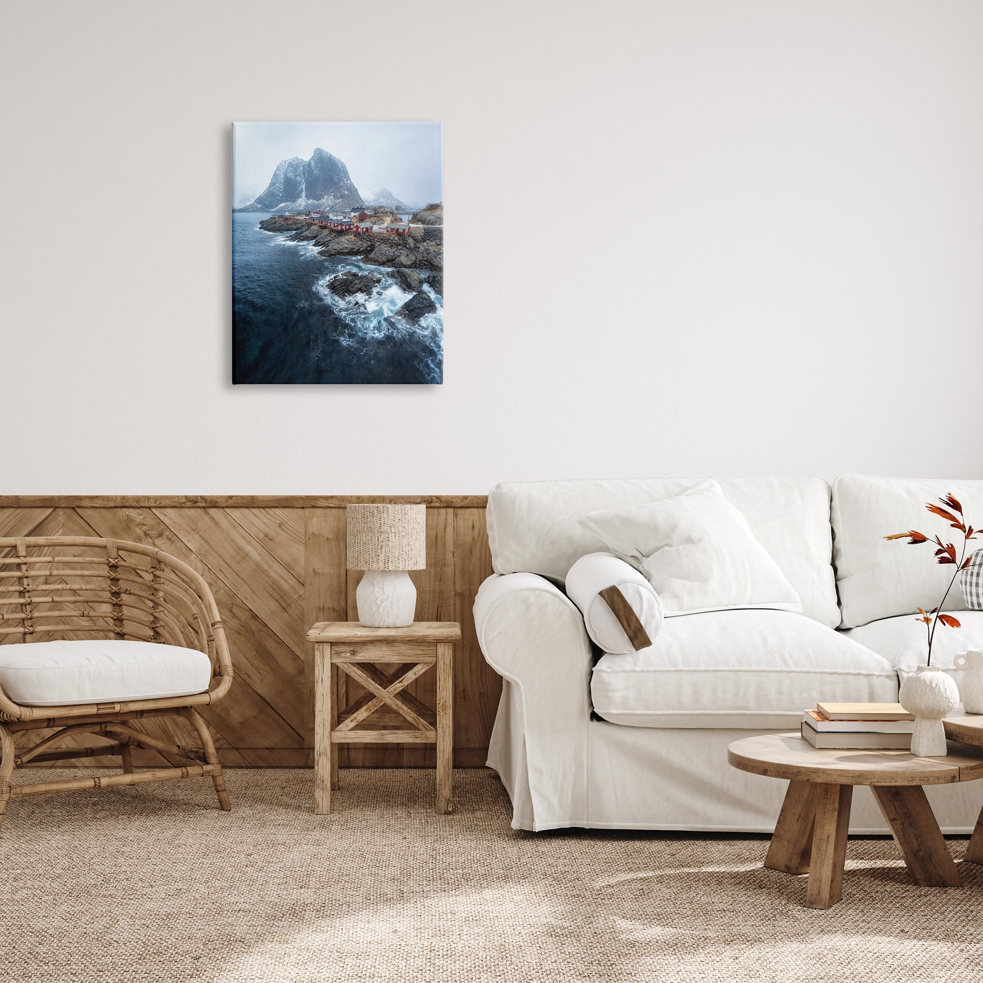 Stupell Industries Coastal Ocean Village Landscape Photography Gallery Wrapped Canvas Art Print Wall Art, 24 x 30