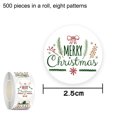 thumbnail image 2 of Rollo de pegatinas navideñas, 500 etiquetas navideñas redondas, varios diseños, decoración de regalo navideño, 2 of 5