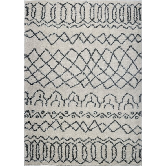 Ladole Rugs Trellis Synthetic Beautiful Soft Modern Carpet Area Rug in Ivory-Light Grey 7x10 (6'5" x 9'5", 200cm x 290cm)