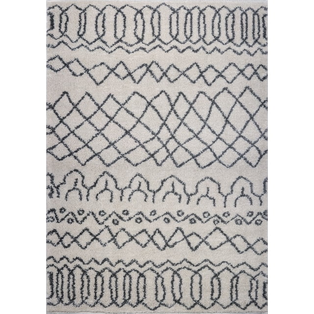 Ladole Rugs Tapis Moderne Synthétique Doux et Beau en Ivoire-Gris Clair