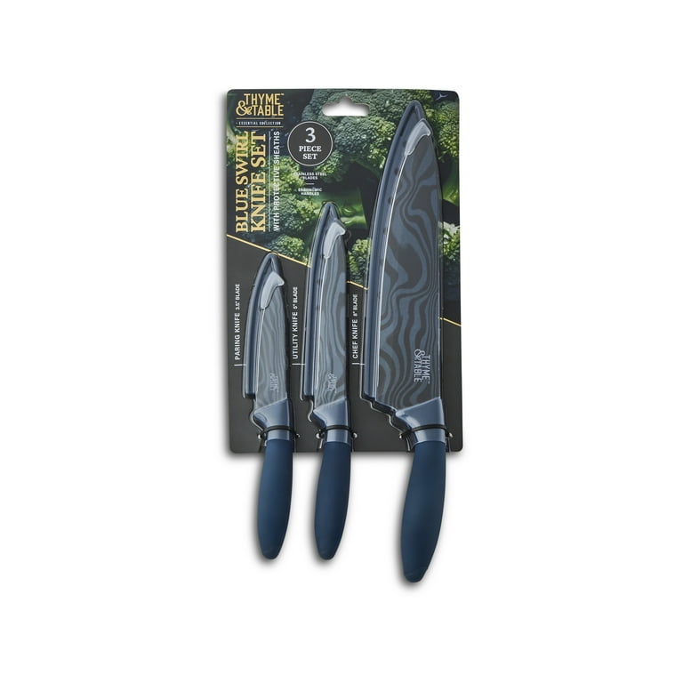  SWIRL TABLE KNIFE 6本セット 新品未開封 Thyme & Table 3-Piece Stainless Steel Blue Swirl Knife Set with
