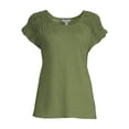 thumbnail image 5 of Time and Tru Women's Split Neck Gather Top, 5 of 5