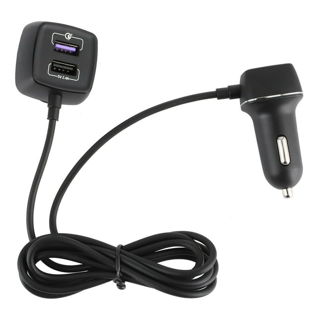 Car Charger Fast Car Charger 4 USB Port For QC 3.0 Fast Charging Rear Seats Expanded W/Extension Cord 60W 12V