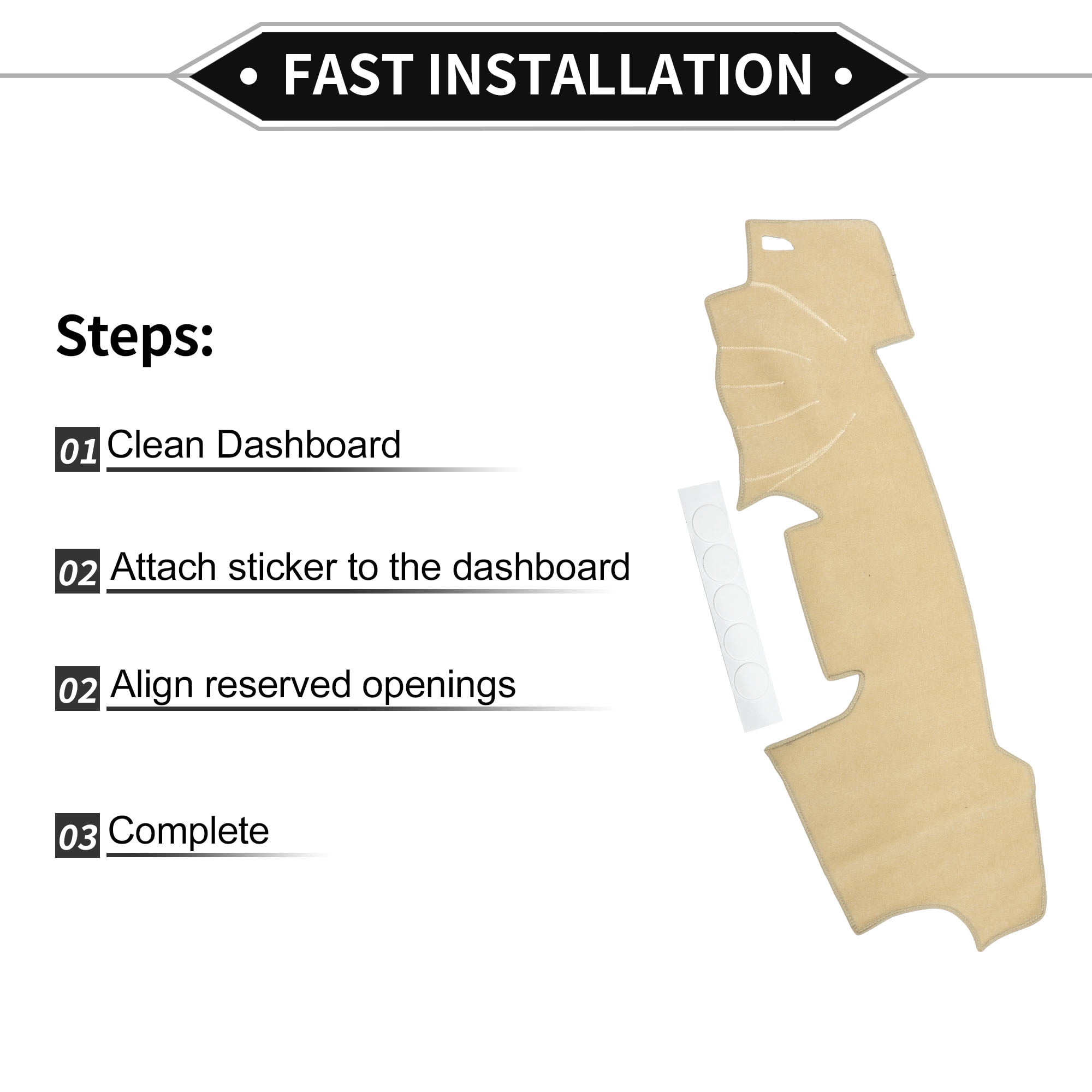 Dash Cover Compatible for Toyota RAV4 2001-2012, Non-Slip Polyester Silicone Beige Center Console Dashboard Cover Mat Pad Carpet