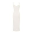 thumbnail image 4 of Fesfesfes Dresses for Women Solid Color Evening Gowns V Neck Sleeveless Bodycon Evening Dress Semi Formal Long Dress, 4 of 4