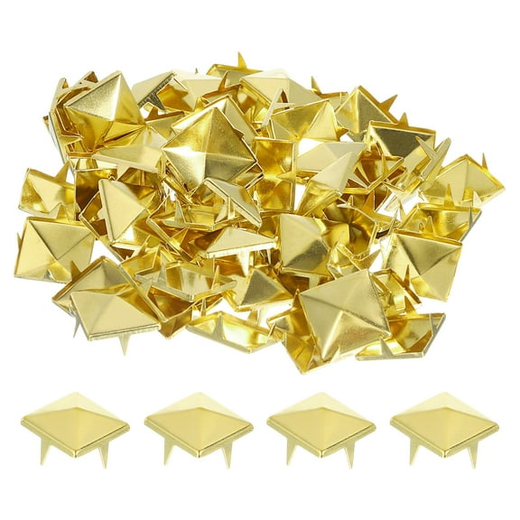 100 Pack Pyramid Rivets for Clothing, 15mm 4-Jaw Square Rivets, Gold Metal Pyramid Studs Handicraft