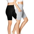 thumbnail image 4 of Ambiance Women's High Rise Bike Shorts Pockets, 2 Pack (Small, Black + Heather Gray), 4 of 4