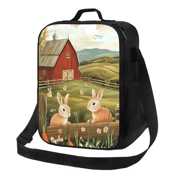 Bunny Lunch Bag Reusable Lunch Box Insulated Tote Bag with Adjustable Shoulder Strap