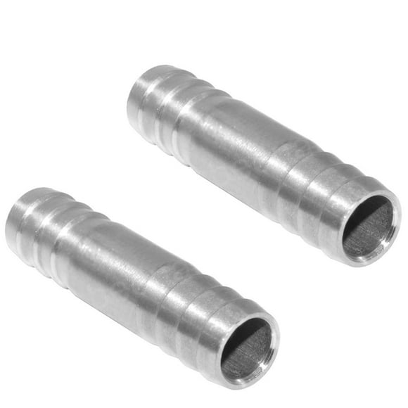 Beduan Stainless Steel 5/8" Hose Barb Splicer Mender Round Union Coupler Fitting (Pack of 2)
