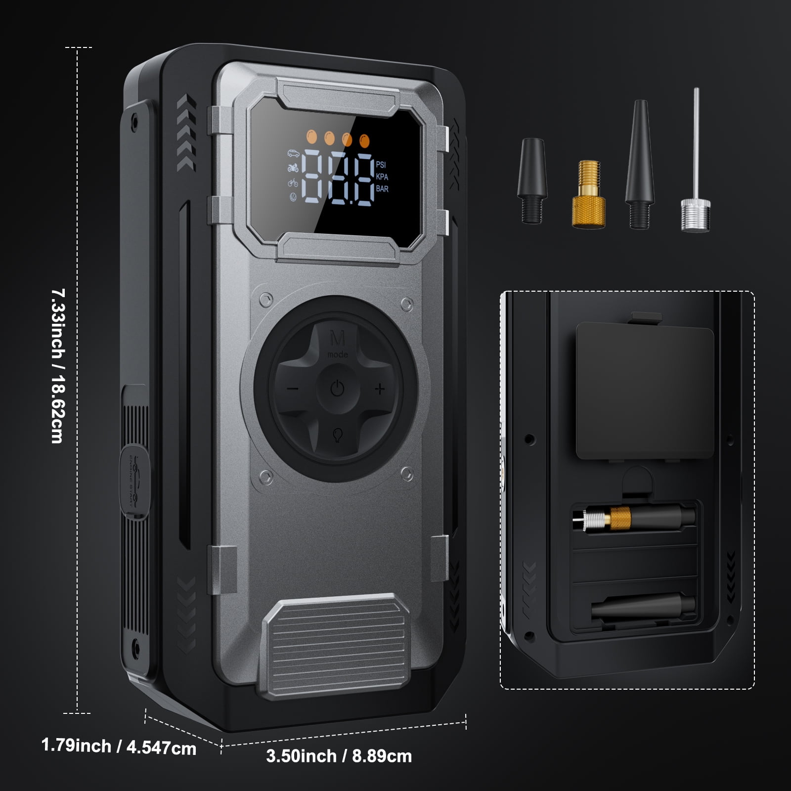 Jump Starter with Compressor, Dyeetic 6000A Peak Portable Car Jump Starter with 150PSI Tire Inflator for 10.0L Gas  or 8.0L Diesel  Engines