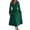 Dark Green, variant on Women's Pleated Tied V-Neck Long Sleeve Dress with Sheer Detail and Stretch 95% Polyester 5% Elastane Fabric Line