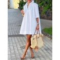thumbnail image 4 of White Womens Casual Shirt Dress With Collared Neck And Short Sleeves For Summer Everyday Wear, 4 of 5