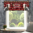 thumbnail image 4 of Christmas Farmhouse Short Window Curtain Valances, Winter Cow Snowflake Red Black Buffalo Plaid Rod Pocket Kitchen Valances for Living Room Bedroom Bathroom Cafe 54" x 18", 4 of 8