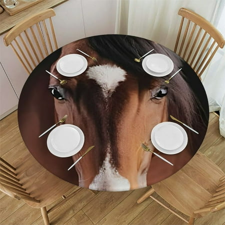 

BANET Round Fitted Tablecloth with Elastic Protector Table Cloth Kitchen Dinner Waterproof Oil-Proof Table Covers 54 -58