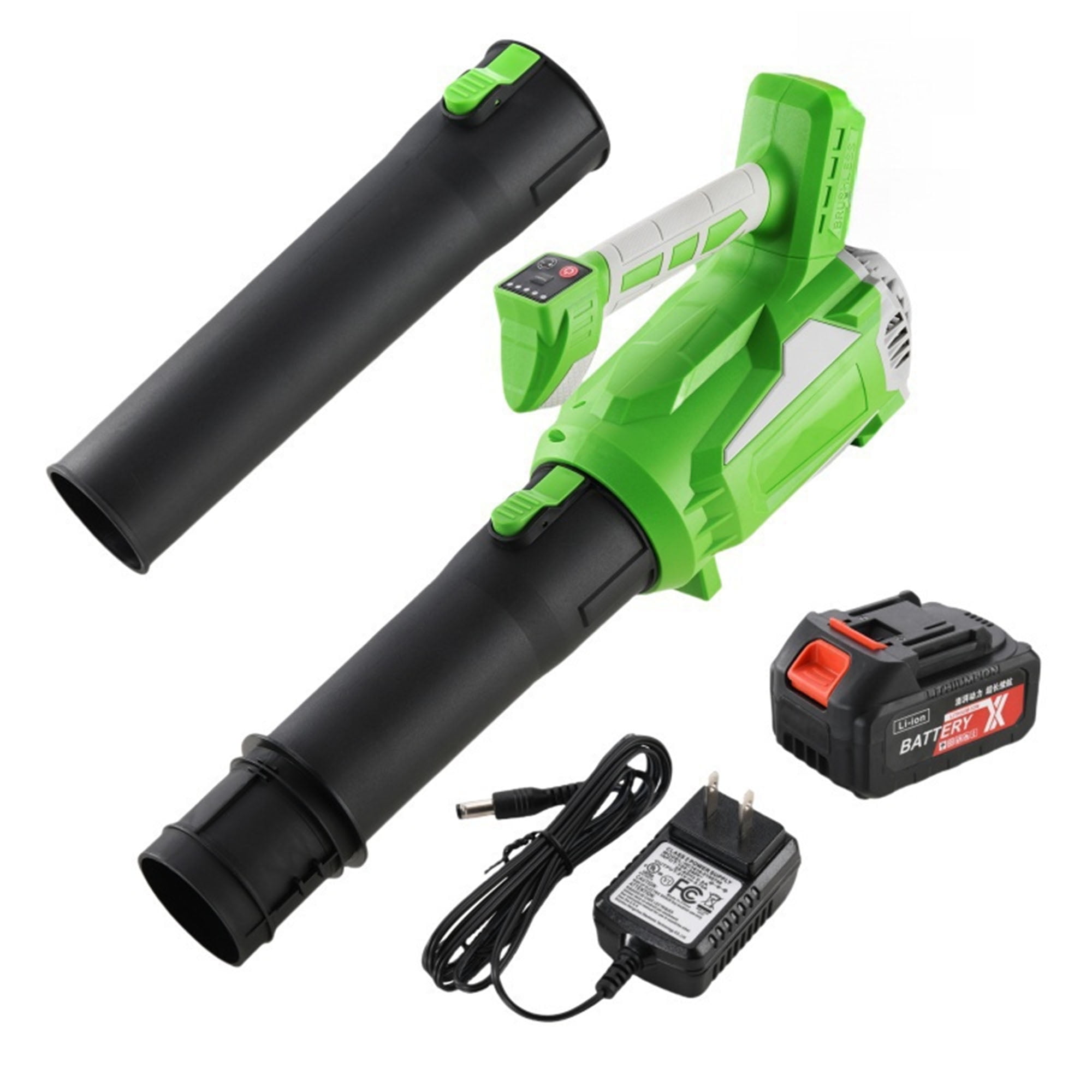 Cordless Leaf Blower with Battery and Charger, 650CFM Handheld Blower with Extended Nozzle, 5-Speed Adjustable for Yard Cleaning and Car Drying, Green